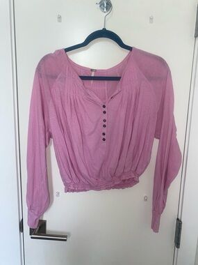Free People Dusty Rose Button-Front Blouson Top
